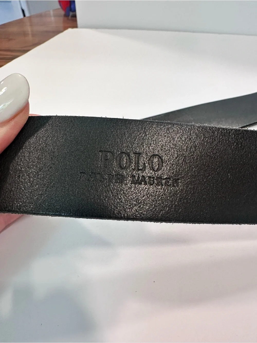 Polo Ralph Lauren Italian Leather Black Belt Size 42 Silver Tone Buckle Men’s